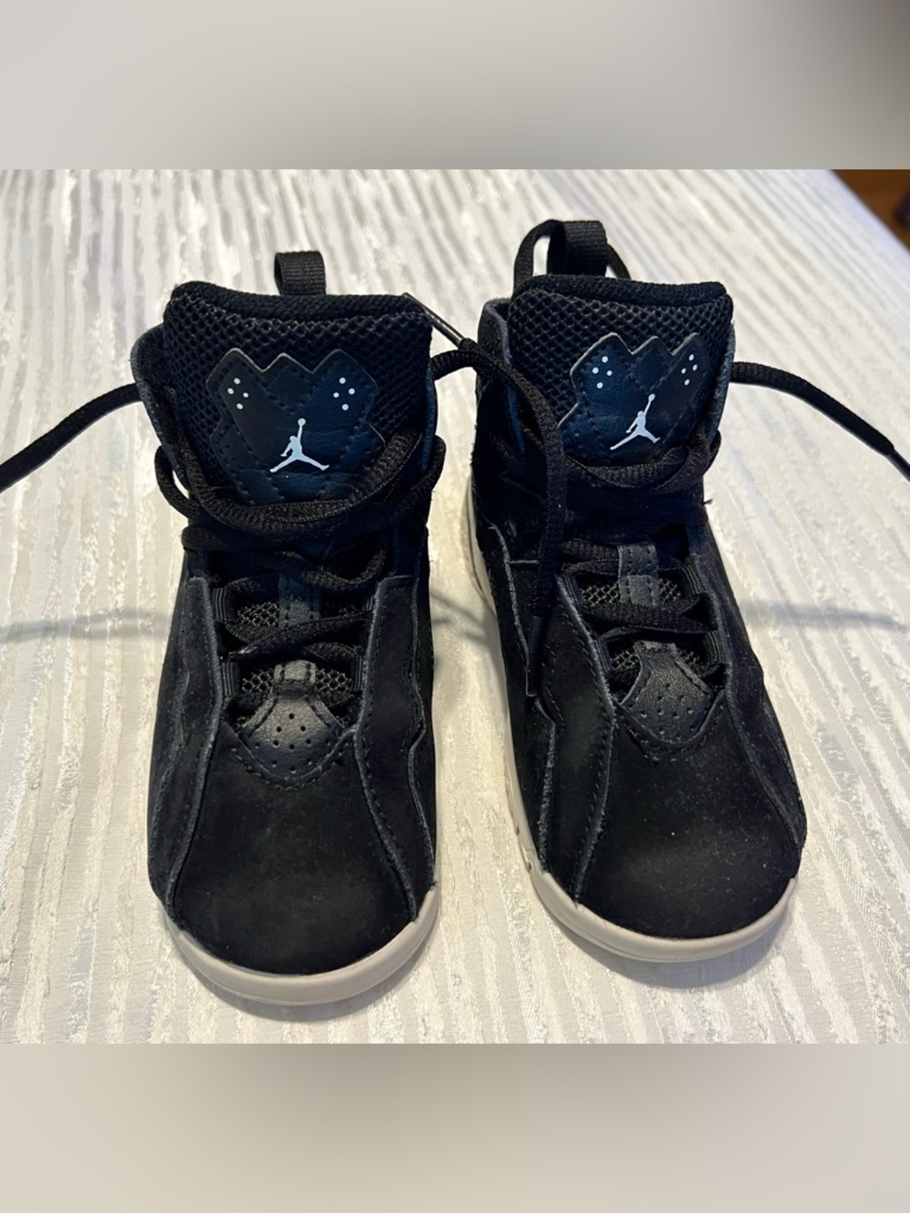 Jordan Kids' Black High-Top Sneakers with White Outsole, lace up